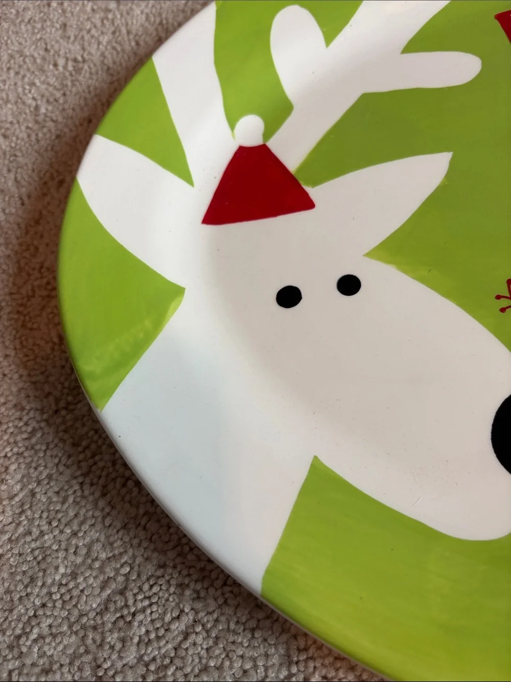 Holiday Santa & Reindeer Serving Platter - Green